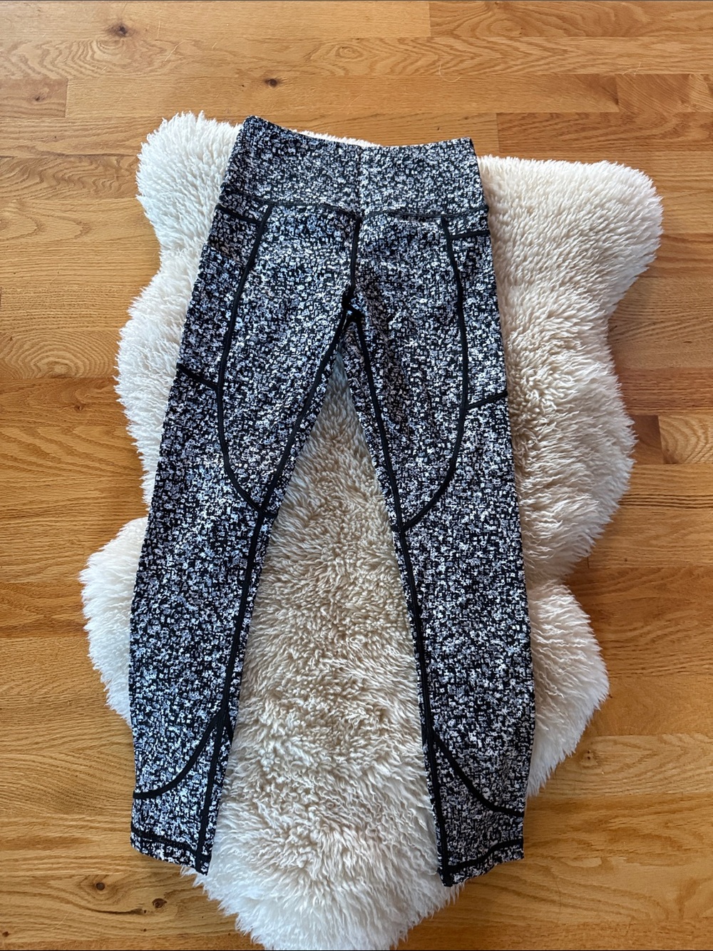 Zyia Black & White Marled Active Leggings
